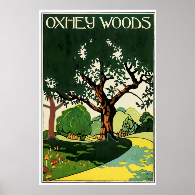 Vintage Oxhey Woods av Edward McKnight Kauffer Poster (Framsidan)