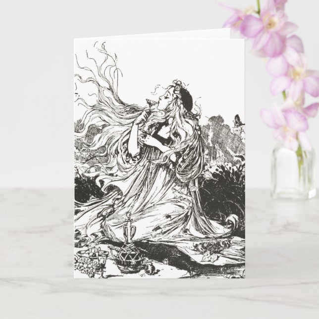 Vintage Oz Art Nouveau Gudinnan "Polychrome" Kort (Orkide)