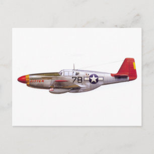 Vintage P-51 Mustang Tuskegee Airmen Världskrig II Vykort
