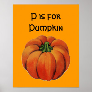 Vintage P är för Pumpkin Poster