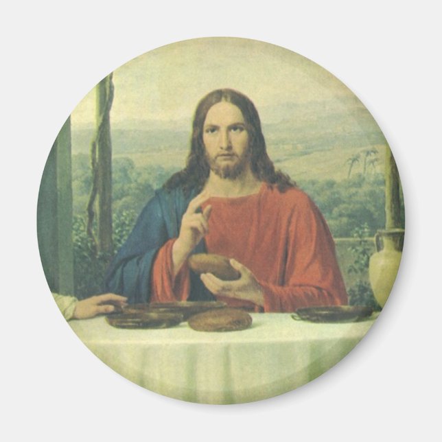 Vintage på Emmaus med Jesus Kristus Magnet (Framsidan)