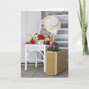 vintage på resväska kort