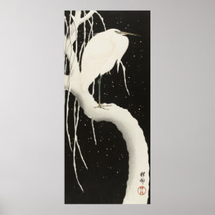 Vintage på vit öronfågel vintersnövinter poster