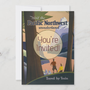 Vintage Pacific Northwest-resoraffisch från 1925 T Inbjudningar