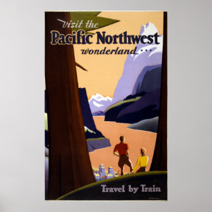 Vintage Pacific Northwest Wonderland Travel Poster