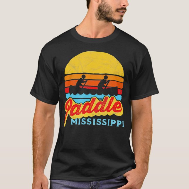 Vintage Paddle Mississippi Canoeing Retro Sol T Shirt (Framsida)