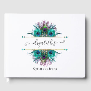 Vintage påfågel fantasi Quinceañera Gästböcker