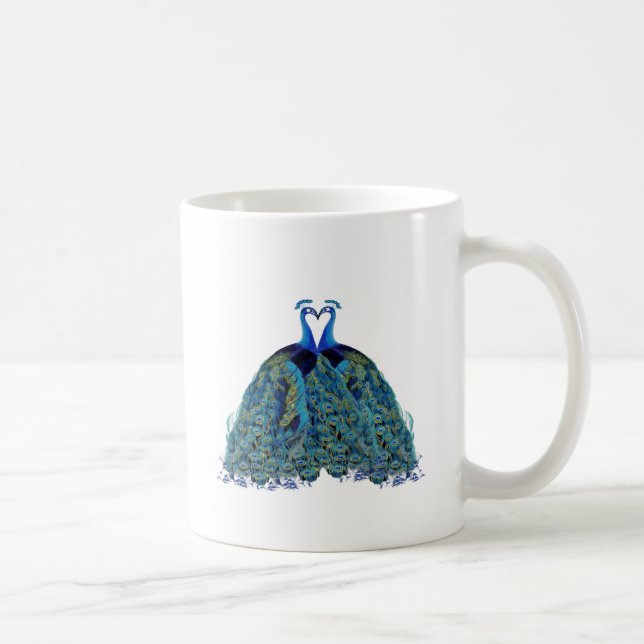 Vintage påfåglar Kyssande Bröllopspresenter Kaffemugg (Höger)