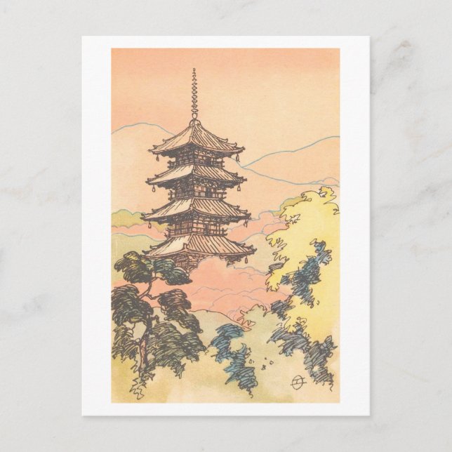 Vintage Pagod, Nara, Japan Vykort (Framsida)