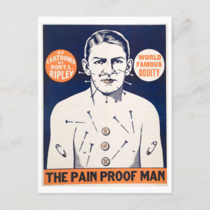 Vintage "Pain Proof Man" Annons Vykort