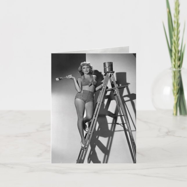 Vintage "Painting a Room Card" Helgkort (Framsida)