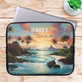 Vintage Painting Hawaii Beach Tropical Paradise Laptop Fodral