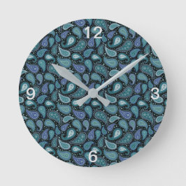 Vintage Paisley Bevackra Blue Teal Rund Klocka