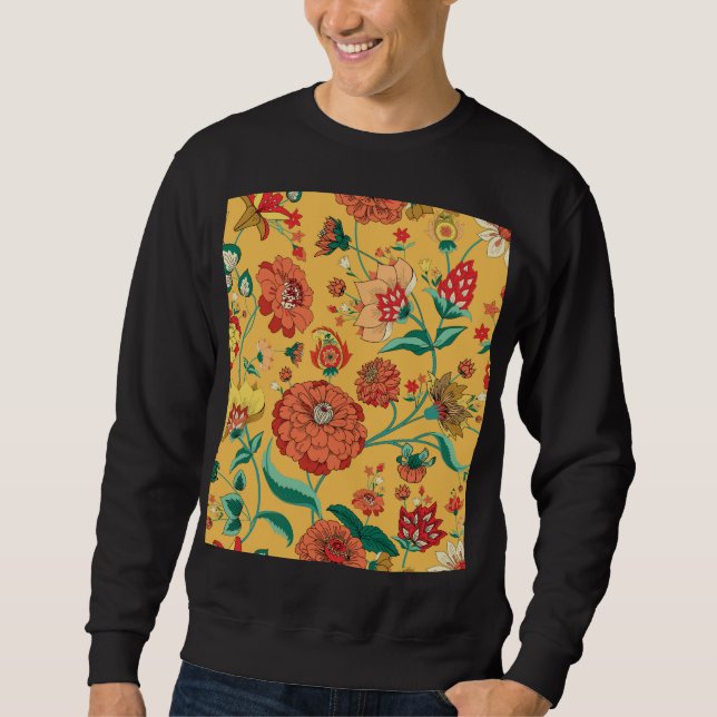 Vintage Paisley Blommigt Garden Lång Ärmad Tröja (Framsida)