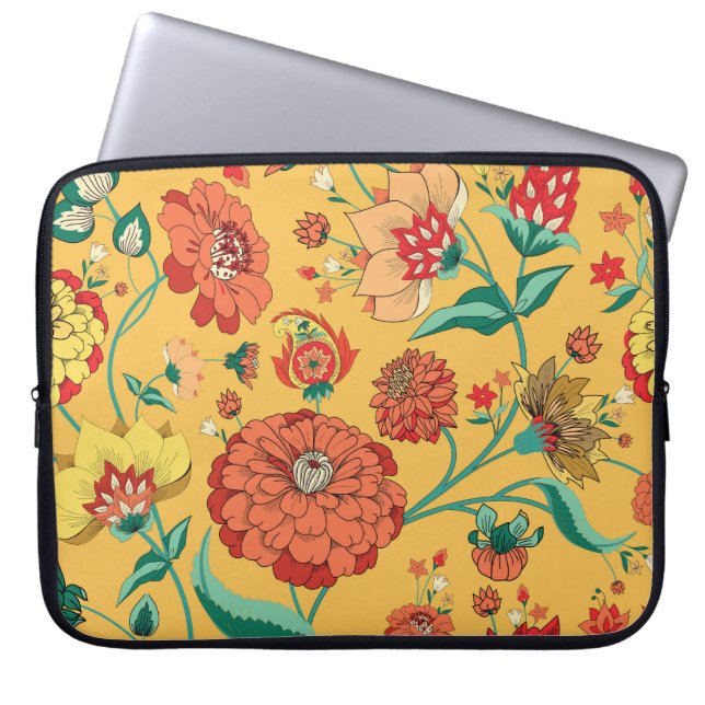 Vintage Paisley Blommigt Garden Laptop Fodral (Framsidan)
