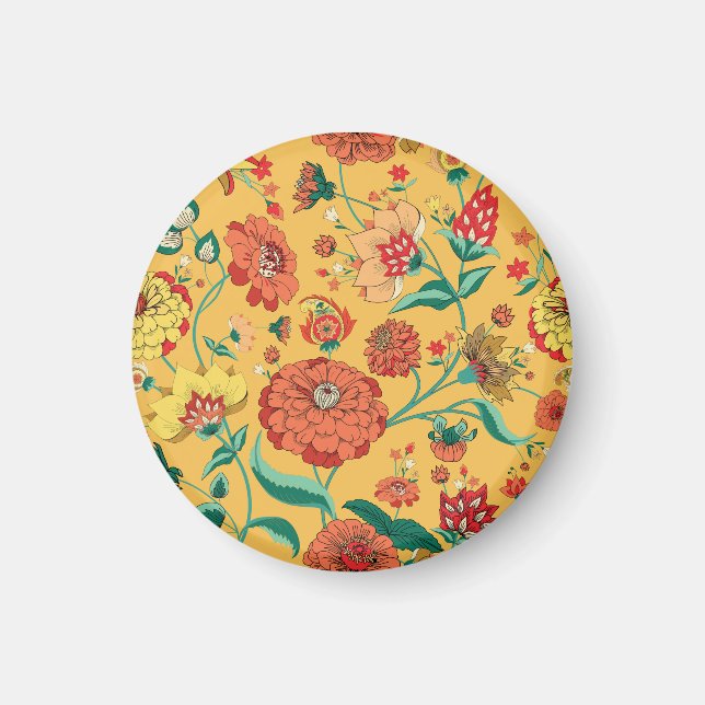 Vintage Paisley Blommigt Garden Magnet (Framsidan)