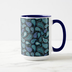 Vintage Paisley Blue Teal Blommigt Mugg