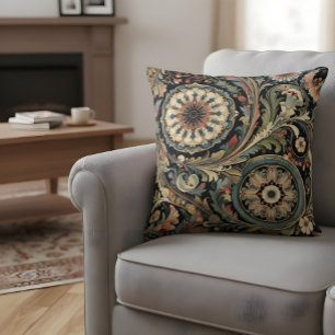 Vintage Paisley Dekorativ kudde Mörk grönt Orange