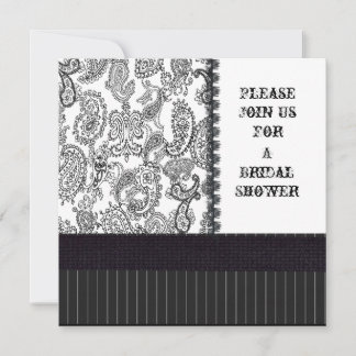 Vintage Paisley Hatbox Black and White Inbjudningar