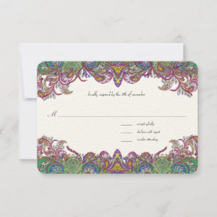 Vintage Paisley Honeysuckle Damask Wedding OSA Kort