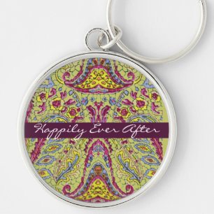 Vintage Paisley Rund Silverfärgad Nyckelring