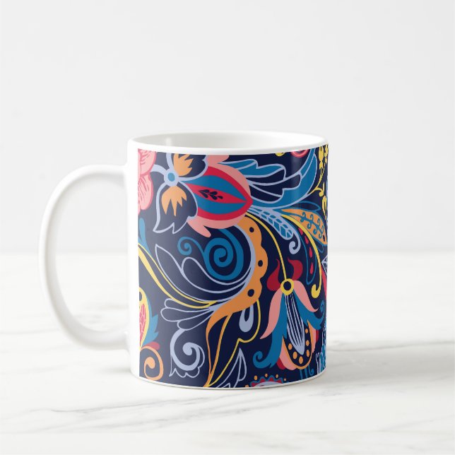 Vintage Paisley Seamless Mönster Design Kaffemugg (Vänster)
