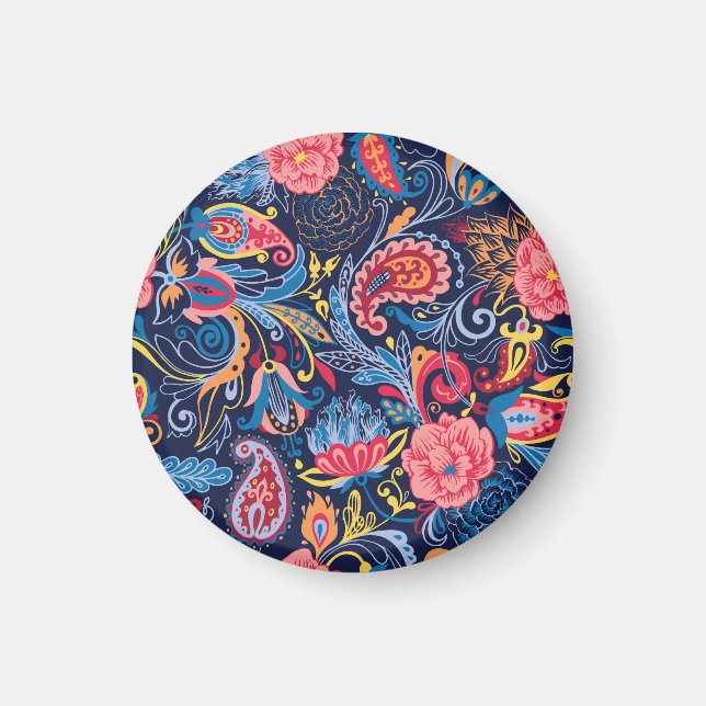 Vintage Paisley Seamless Mönster Design Magnet (Framsidan)