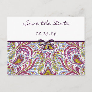 Vintage Paisley Spara datum Meddelande Vykort