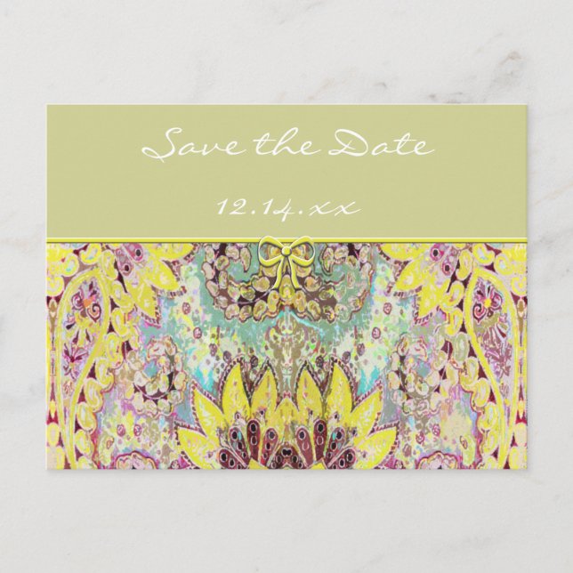 Vintage Paisley Spara datum Meddelande Vykort (Framsida)
