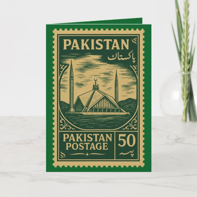 Vintage Pakistan Postage Stamp   Kort (Framsida)