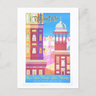 Vintage Pakistan Travel Poster Vykort