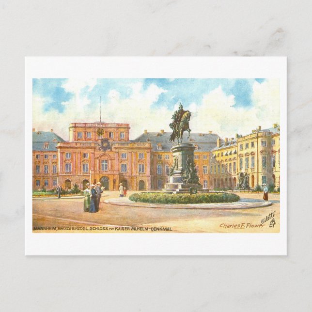 Vintage Palace and Monument, Mannheim, Germany Vykort (Framsida)