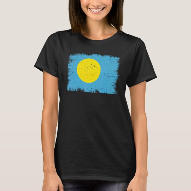 Vintage Palau Flag Palauan Independence Day T Shirt (Framsida)