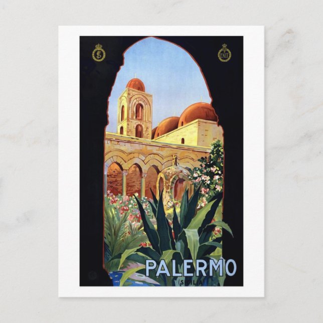 Vintage Palermo Sicilia Vykort (Framsida)