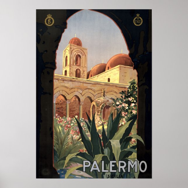 Vintage Palermo Siciliens turistresa Poster (Framsidan)