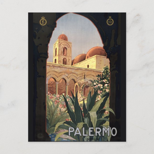 Vintage Palermo Siciliens turistresa Vykort (Framsida)