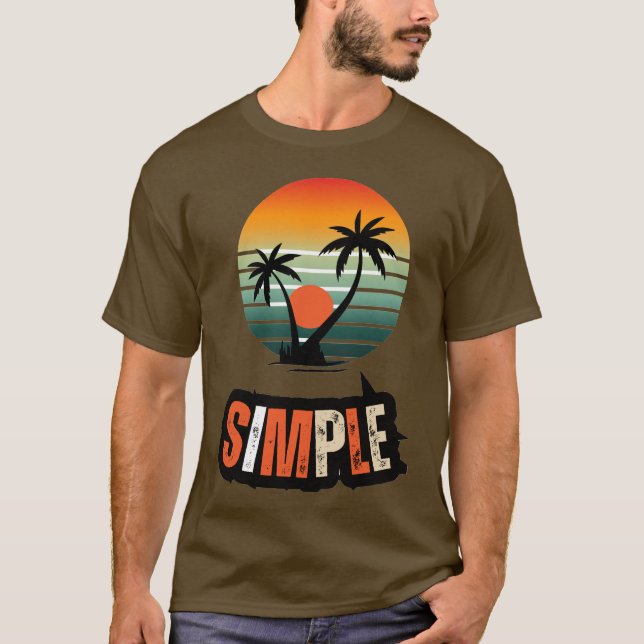 Vintage Palm Tree Sunset Graphic Shirt T (Framsida)