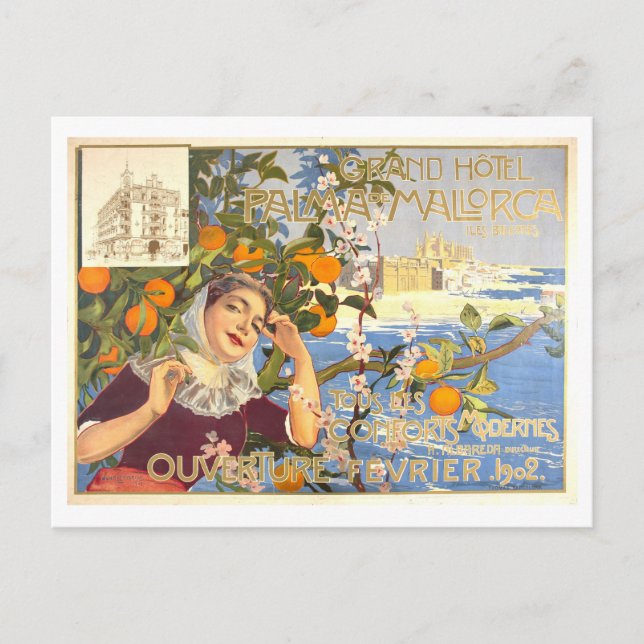 Vintage Palma de Mallorca Hotellreklam Vykort (Framsida)