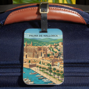 Vintage Palma de Mallorca Stadsvy Resa Bagagebricka