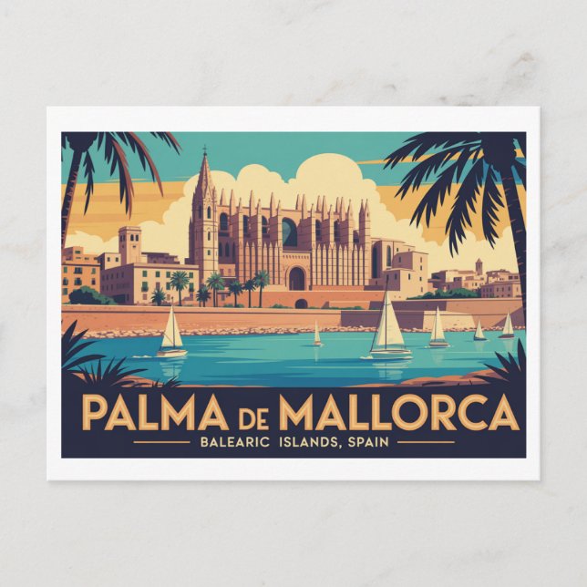 Vintage Palma de Mallorca   Vykort (Framsida)
