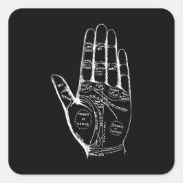 Vintage Palmistry Chart Handflatan Reading Fyrkantigt Klistermärke