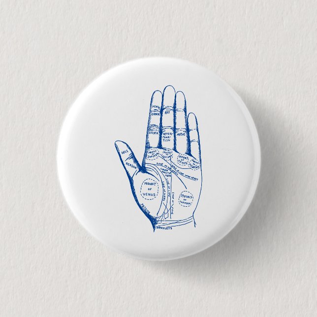 Vintage Palmistry Chart Handflatan Reading Knapp (Framsida)