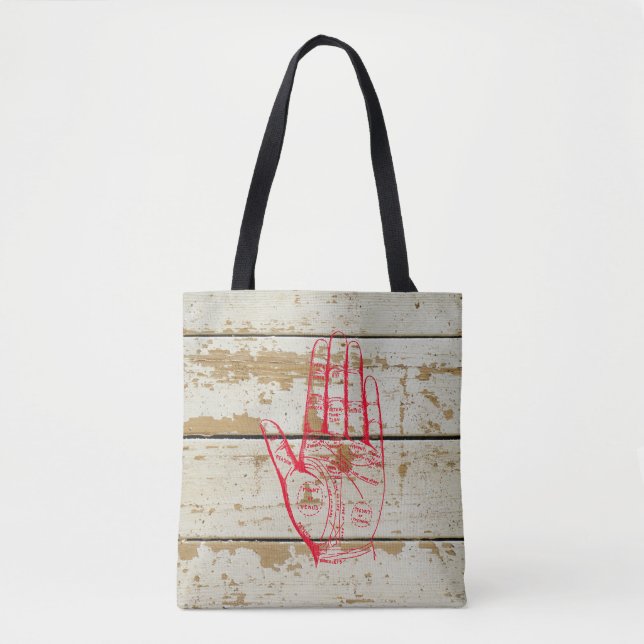 Vintage Palmistry Chart Handflatan Reading Tote Ba Tygkasse (Framsida)