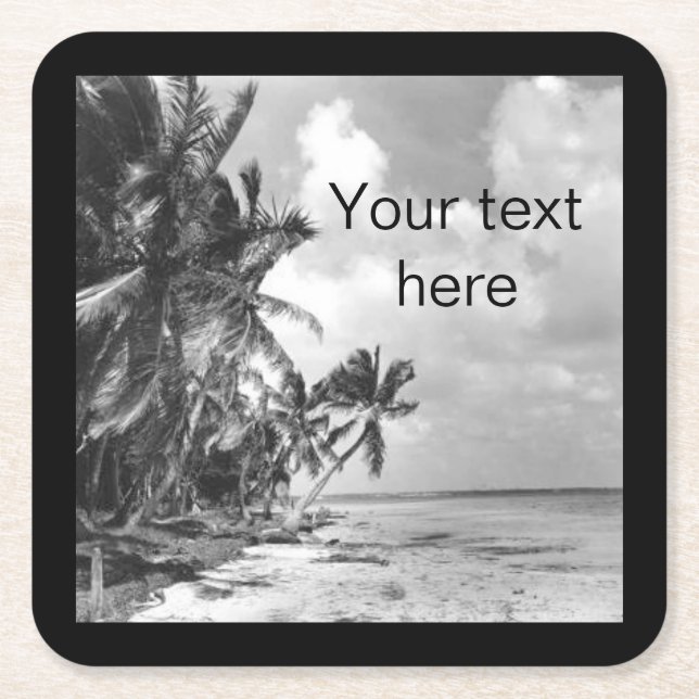 Vintage Palmträd Anpassad Text Underlägg Papper Kvadrat (Framsidan)
