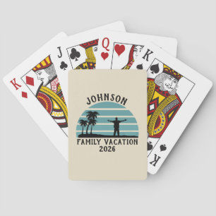 Vintage Palmträd Solnedgång Anpassad Familjesemest Casinokort