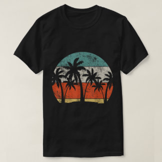 Vintage Palmträd Solnedgång Konst T Shirt