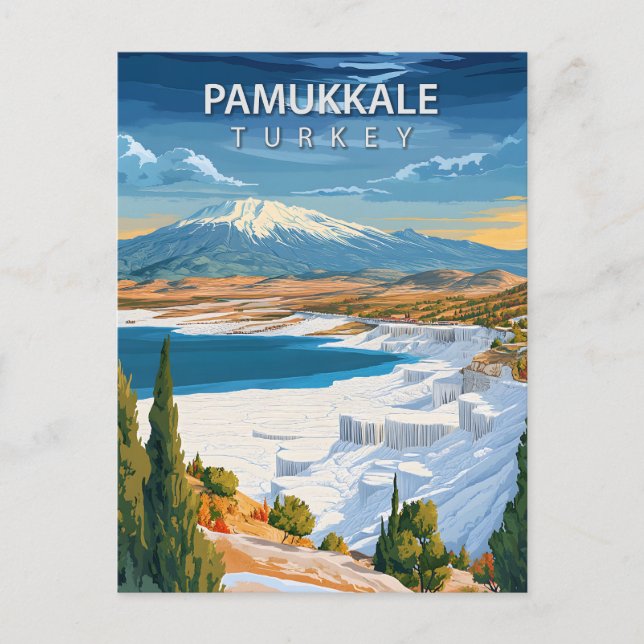 Vintage Pamukkale Turkey Travel Vykort (Framsida)