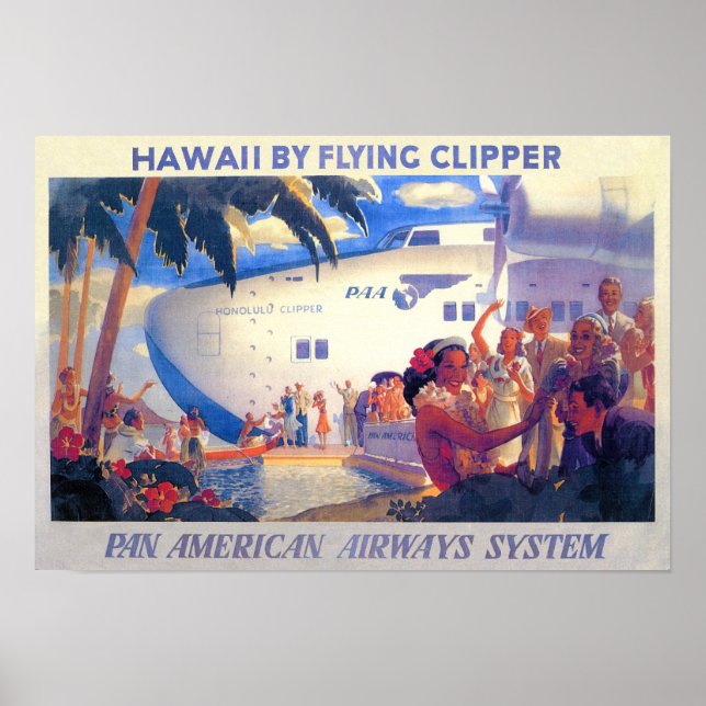 Vintage Pan American Travel Poster - Hawaii (Framsidan)