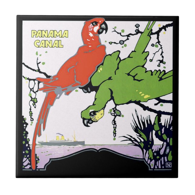 Vintage Panama Canal Travel Kakelplatta (Framsidan)