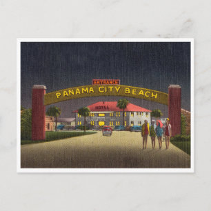 Vintage Panama City Beach, Florida, nattscenen Vykort